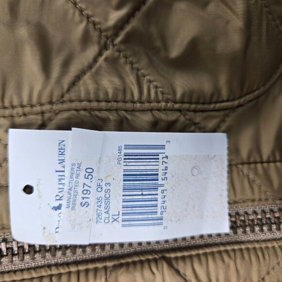 Vintage Polo Ralph Lauren Jacket Mens XL Tan Quilted Insulated Fleece Lined - Picture 4 of 16
